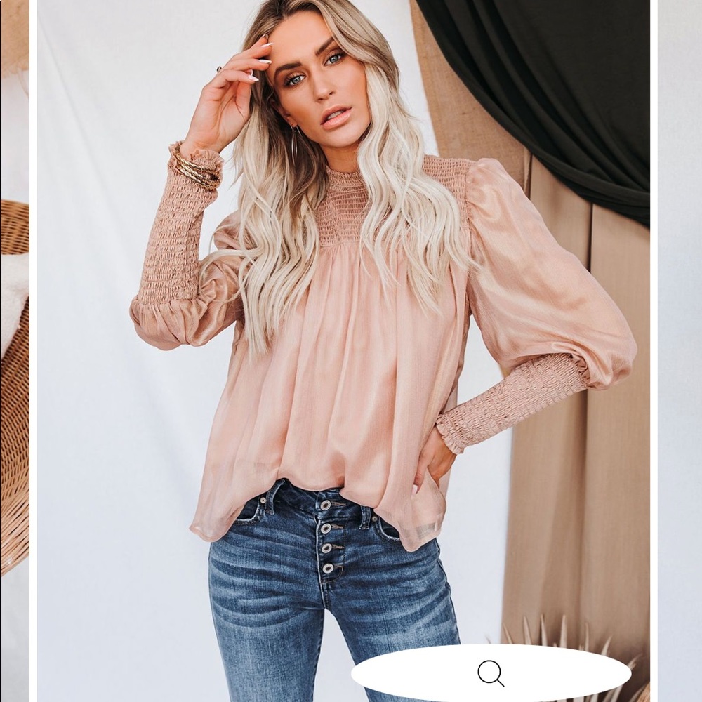 Smocked sheen shimmery blouse